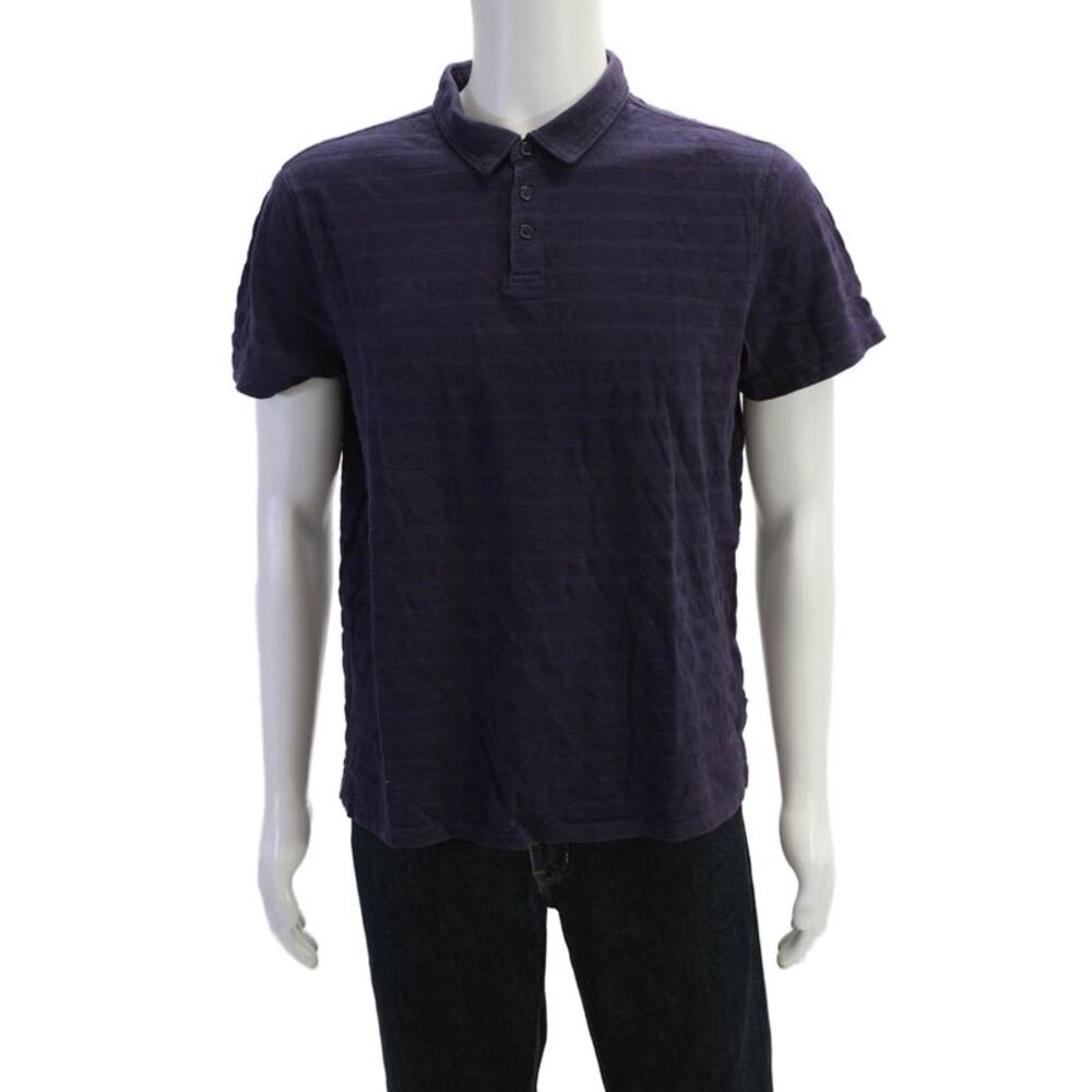 John Varvatos Star USA Men's Quarter Button Short Sleeves T-Shirt Purple Size L